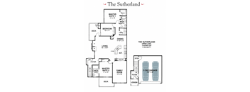 A floor plan for a two-story house with a garage.