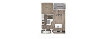  1 bedroom floor plan  at Tapestry Forest Creek Apartments in Collierville, TN
