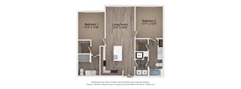 1 bedroom floor plan 980 sq ft  at Tapestry Forest Creek Apartments in Collierville, TN