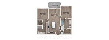 2 bedroom floor plan  2100 square feet  at Tapestry Forest Creek Apartments in Collierville, TN