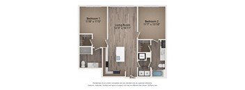 1 bedroom apt floor plan  at Tapestry Forest Creek Apartments in Collierville, TN