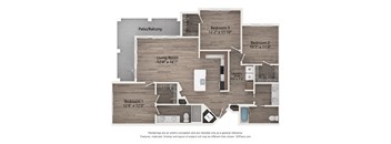 3 bedroom floor plan  at Tapestry Forest Creek Apartments in Collierville, TN