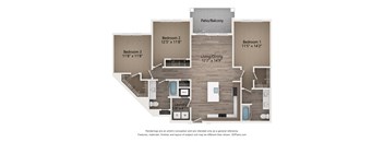 3 bedroom floor plan  at Tapestry Forest Creek Apartments in Collierville, TN