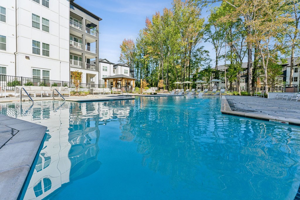 the swimming pool at the preserve at polo towers apartments sc