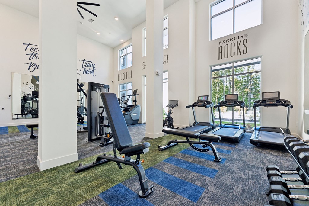 the gym at the preserve at polk apartments