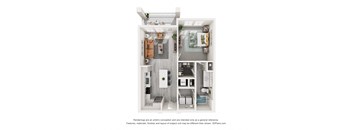 floor plan with one bedroom and one bathroom at Tapestry Palmera in St. Augustine, FL