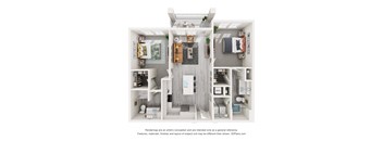 floor plan with two bedroom and two bathrooms at Tapestry Palmera in St. Augustine, FL