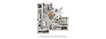 floor plan with two bedroom and two bathrooms at Tapestry Palmera in St. Augustine, FL