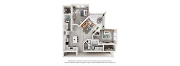 floor plan with two bedroom and two bathrooms at Tapestry Palmera in St. Augustine, FL