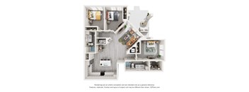 floor plan with three bedrooms and two bathrooms at Tapestry Palmera in St. Augustine, FL