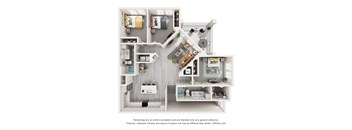 floor plan with three bedrooms and two bathrooms at Tapestry Palmera in St. Augustine, FL