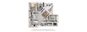 floor plan with three bedrooms and two bathrooms at Tapestry Palmera in St. Augustine, FL
