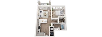 a 2 bedroom floor plan with a bathroom and a living room