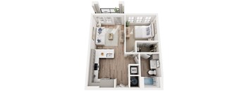 a floor plan of a one bedroom one bathroom apartment