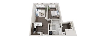 Thayer one-bedroom, one-bathroom floor plan at 2020 Providence in Huntsville, AL