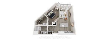 3-D floor plan at The Fitzroy Apartments Homes in Birmingham Alabama