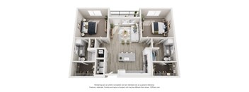 3-D floor plan at The Fitzroy Apartments Homes in Birmingham Alabama