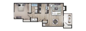 708 Square-Feet One Bedroom, One Bath Woodford Floorplan at The Metropolitan in Lexington, KY