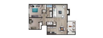 875 Square-Feet Two Bedroom, One and 1/2 Bath Bluegrass Floorplan at The Metropolitan in Lexington, KY