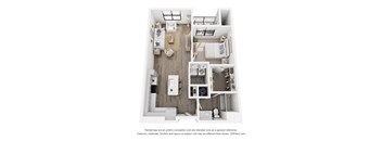 Rendering of the Mt Harvard one-bedroom, one-bathroom apartment at Velo Interlocken in Broomfield, CO