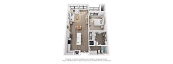 Rendering of the Mt Lincoln one-bedroom, one-bathroom apartment at Velo Interlocken in Broomfield, CO