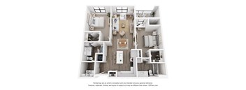 Rendering of the Treasure Mountain, Two-bedroom, Two-bathroom apartment at Velo Interlocken in Broomfield, CO