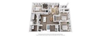 Rendering of the Mt Blue Sky three-bedroom, two-bathroom apartment at Velo Interlocken in Broomfield, CO
