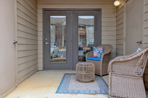 Patio with storage closet at Village at Caldwell in Birmingham, AL