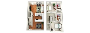 Violet 2 bed 2 bath floor plan at Sundance Creek Townhomes McDonough, GA