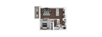 3D artistic A2_Alley floor plan at Wesely Place Apartments in Indianapolis, IN