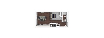 3D artistic A3_Pierson floor plan at Wesely Place Apartments in Indianapolis, IN