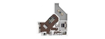 3D artistic A5_Meridian floor plan at Wesely Place Apartments in Indianapolis, IN