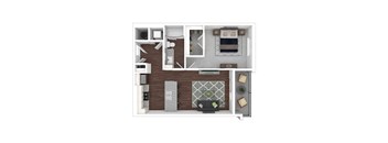 3D artistic A6_Central floor plan at Wesely Place Apartments in Indianapolis, IN