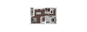 3D artistic A7_Bryan floor plan at Wesely Place Apartments in Indianapolis, IN