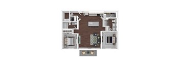 3D artistic B4_Capital floor plan at Wesely Place Apartments in Indianapolis, IN