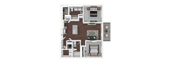 3D artistic B5_Senate floor plan at Wesely Place Apartments in Indianapolis, IN