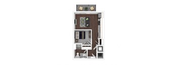 3D artistic S1_Peck floor plan at Wesely Place Apartments in Indianapolis, IN