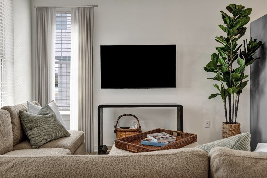 Living room at West Row Townhomes and at West Row Townhomes at West Row Lofts and Townhomes in Birmingham, AL