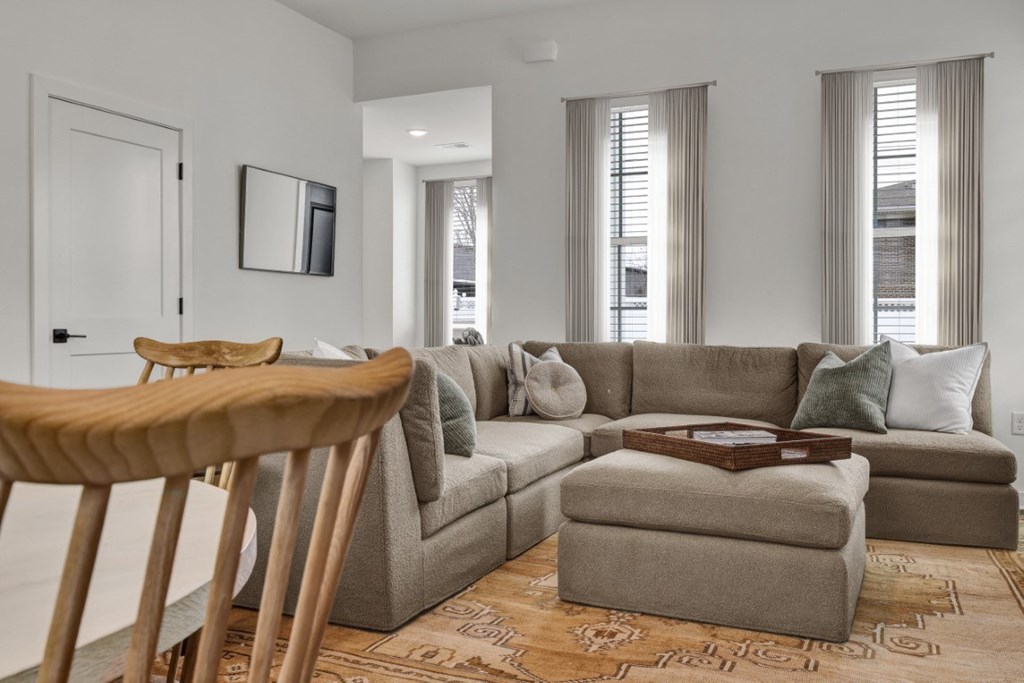 Living room and dining area at West Row Townhomes and at West Row Townhomes at West Row Lofts and Townhomes in Birmingham, AL