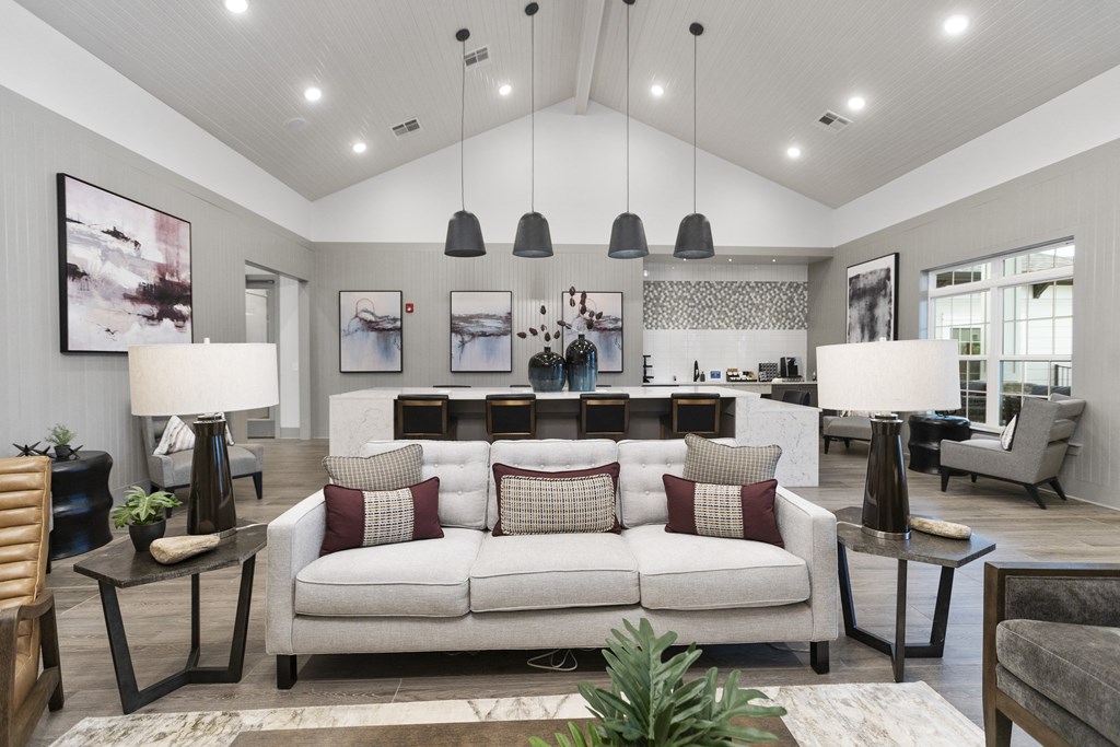 clubhouse with kitchen Tapestry Northridge Apartments in Jackson, MS