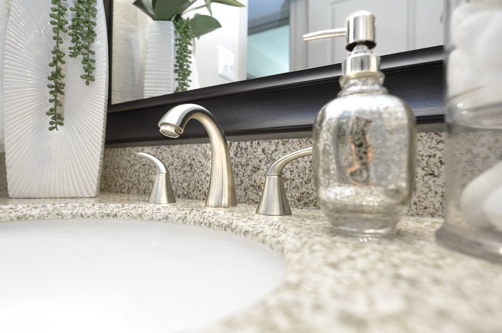 Designer Granite Countertops In All Bathrooms at The Metropolitan, Lexington, KY