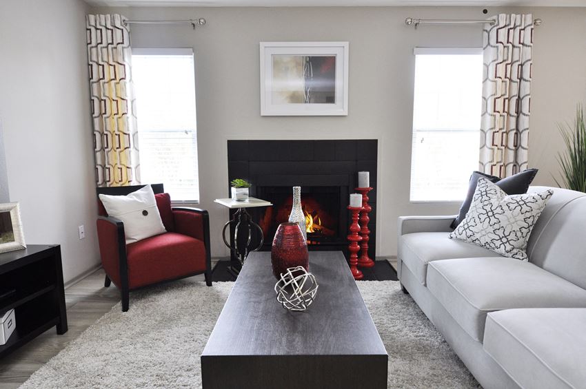 Modern Living Room With Fireplace at The Metropolitan, Kentucky, 40517 - Photo Gallery 1