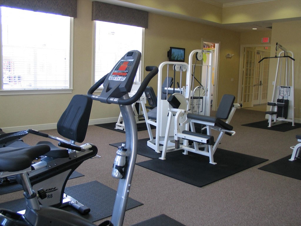 a gym with a lot of equipment in it