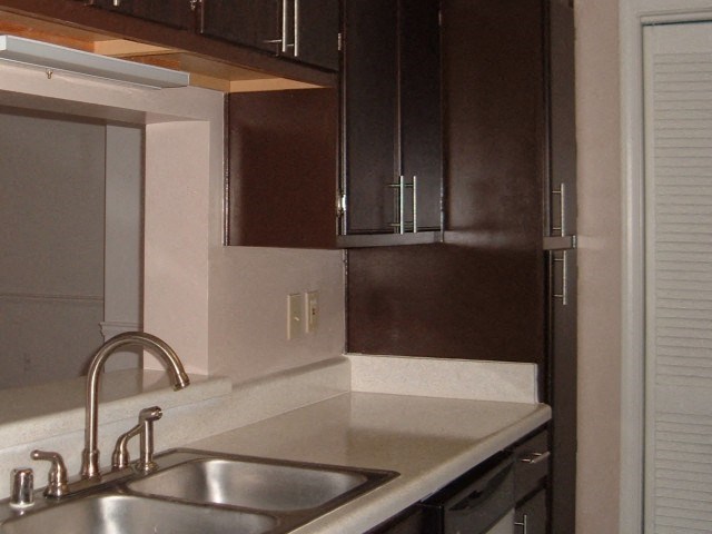 a kitchen with a sink and some cabinets