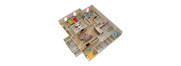 a rendering of a 4-bedroom, 4-bathroom apartment at The Hub at Palmetto Pointe in Spartanburg, SC