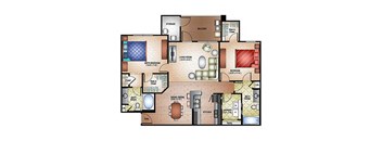 a floor plan of a house with bedrooms and a living room