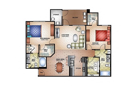 a floor plan of a house with bedrooms and a living room