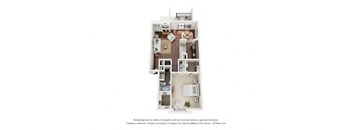 rendering of a one bedroom, one bathroom apartment at Summit at Hillcrest in Mobile, AL