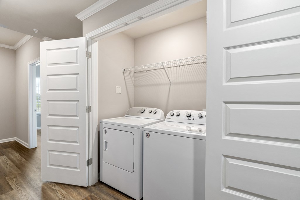 a washer and dryer in a laundry room