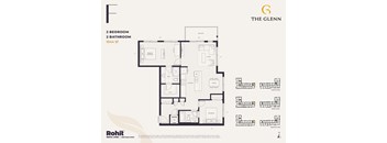 A floor plan for a 1044 square foot home with two bedrooms and two bathrooms.